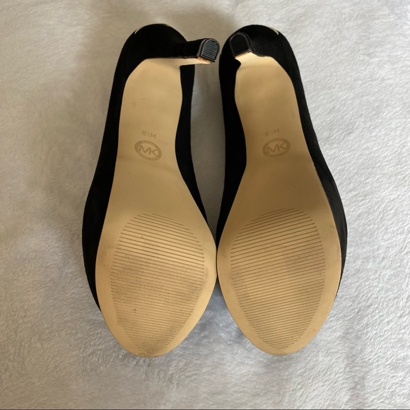 Michael Kors Milan Platform, Peep Toe, Black Suede High Heels - Picture 6 of 9